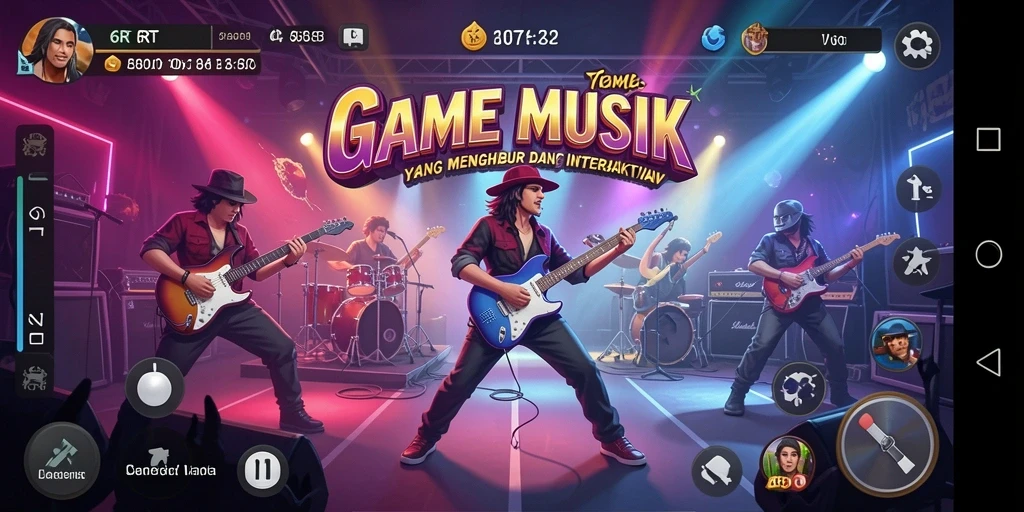 Screenshot utama gameplay 6RT menampilkan aksi musik yang mendebarkan.