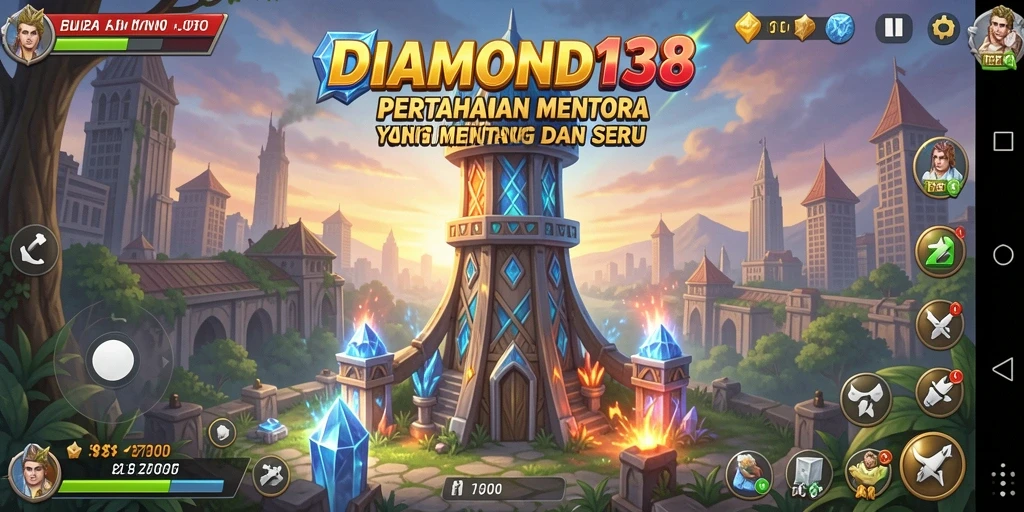 Tangkapan layar gameplay <strong>DIAMOND138</strong> menampilkan aksi menara pertahanan yang intens dan strategi yang dibutuhkan.