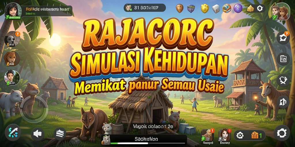 Gameplay RAJACORC yang menampilkan simulasi kehidupan yang menarik.